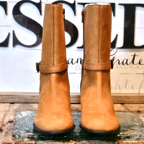 Lands End Womens Mid-Calf Brown Leather Side Zip Boots  #432842  Size 8 - Picture 2 of 10